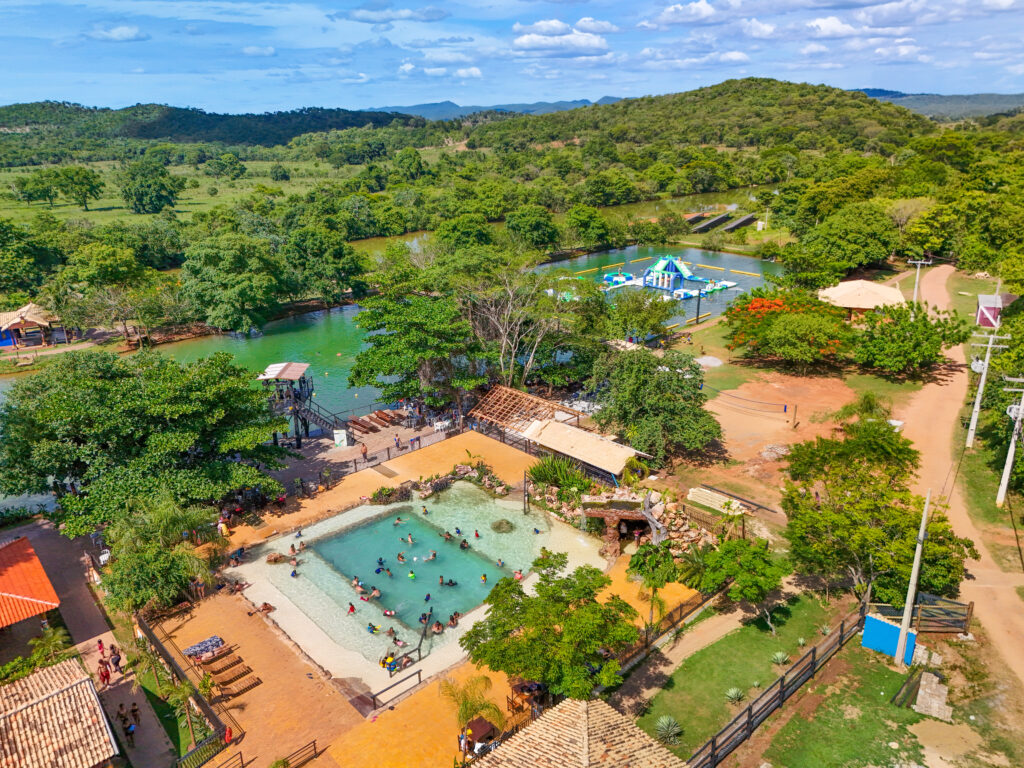 Vista aérea Balneário da Nascente Azul em Bonito MS